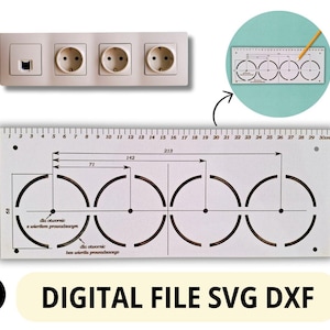 Digital design of an electrical box opener, template for electrician, SVG DXF electrican template, electrical box openings, download files