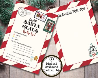 Letter to Santa PDF, Kids Letter to Santa, Printable Letter to Santa, Kids Christmas Wish List, Dear Santa Letter, Santa Wish List,
