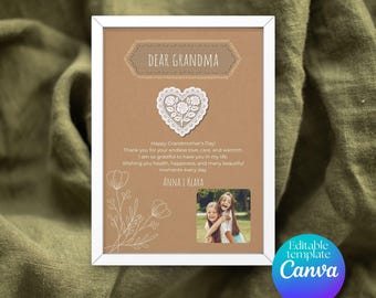 Bearbeitbare Canva-Vorlage für eine druckbare Karte zum Oma- und Opa-Tag | Geschenk zum Oma- und Opa-Tag