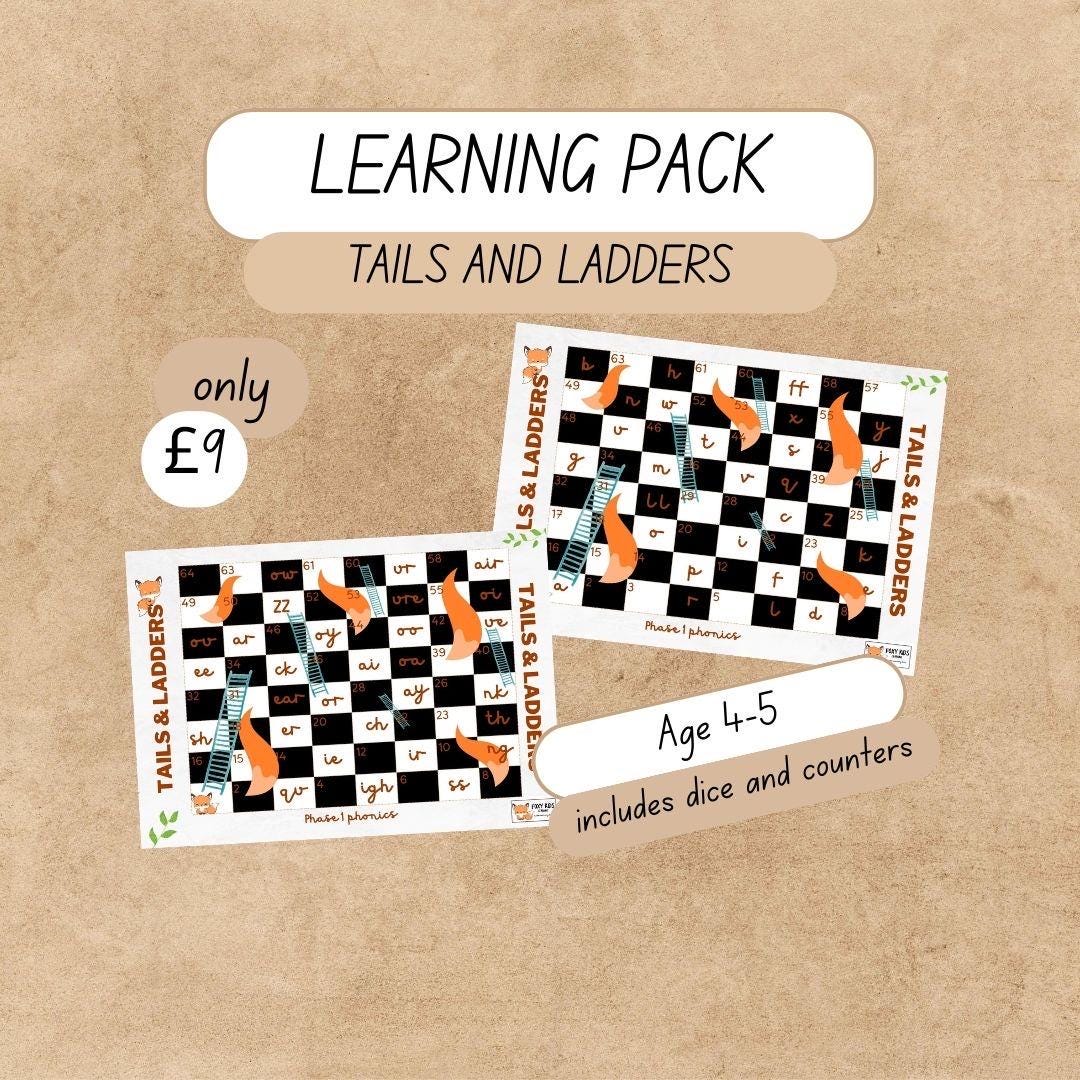 Year R Phonics Pack - Tails and Ladders Game Level One and Two - Etsy UK
