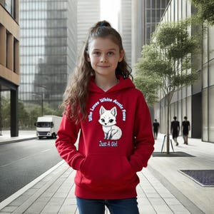 Just A Girl Who Loves White Arctic Foxes Hooded Sweatshirt, Gift For Animal Lover Kids Unisex Hoodie, Protect Nature Youth Cute Fox Sweater