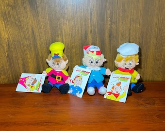 Kelloggs Snap Crackle Pop Plush Dolls 1997 Bean Bag Breakfast Bunch Vintage Toys