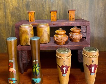 5 Piece ASSORTED WOOD BUNDLE Salt and Pepper Shakers
