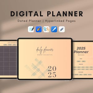 Hyperlinked Digital Planner - Datierte monatliche, wöchentliche und tägliche Layouts mit Hyperlink für iPad Tablet | GoodNotes Notability Kompatibel