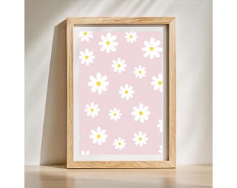 Pastel Daisy Wall Art Print, Nursery Decor