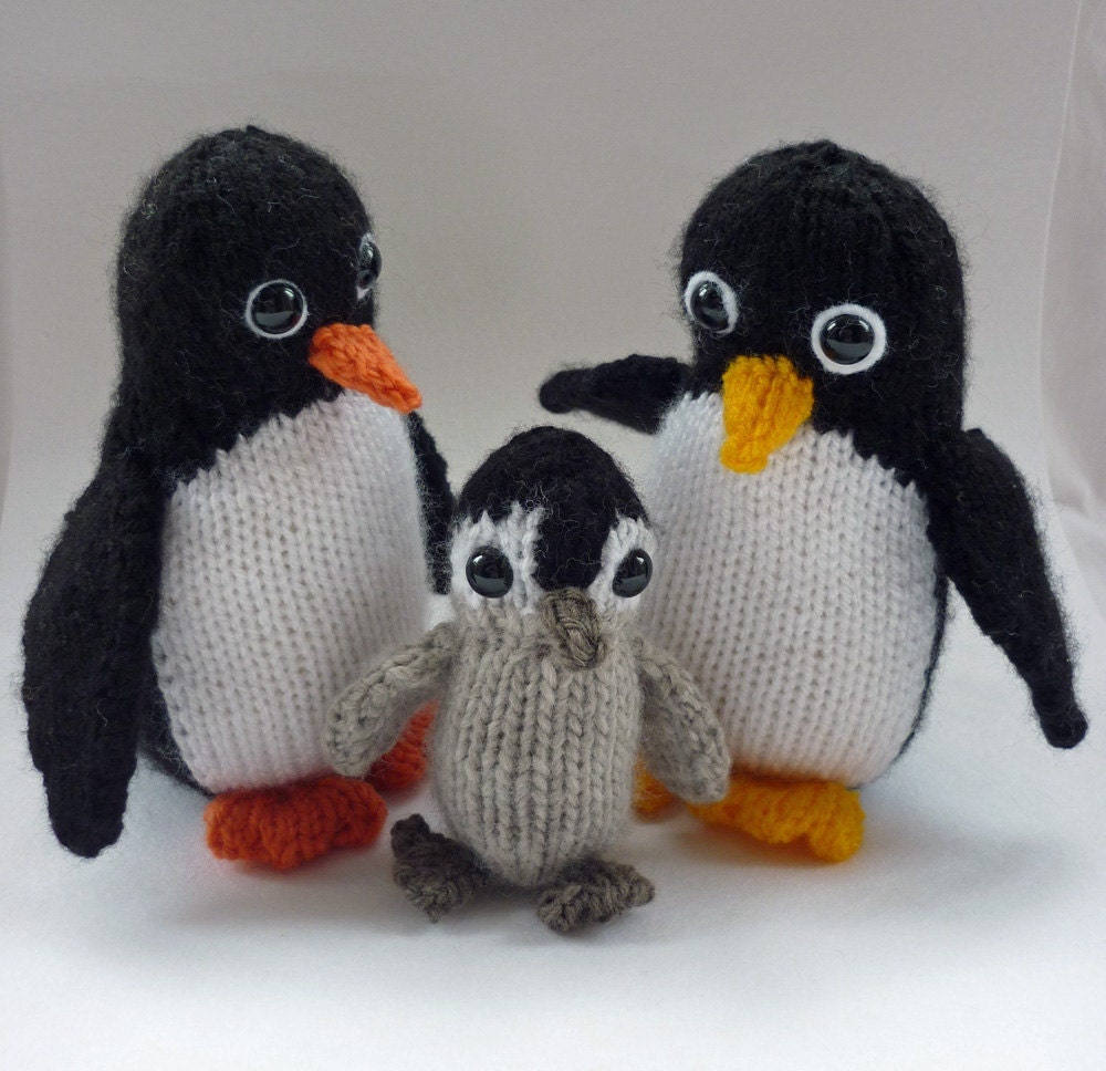 Penguin Knitting Pattern Knitted Penguin Pattern Penguin Toy Etsy