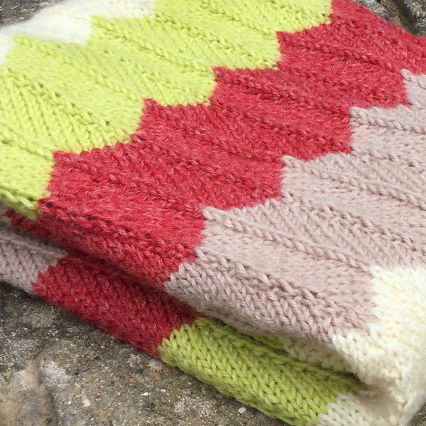Modern Baby Blanket Knitting Pattern CHEVRON