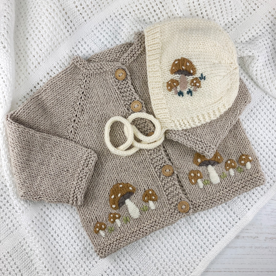 Embroidered Toadstools PDF Knitting Pattern Bundle for Embroidered Toadstools Cardigan and ...