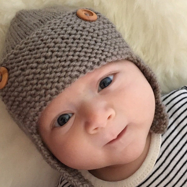 Baby Aviator Hat Knitting Pattern, Baby & Child sizes - REGAN