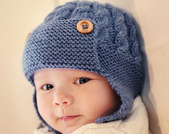 Aviator Hat Knitting Pattern for Baby and Child - DAYTON