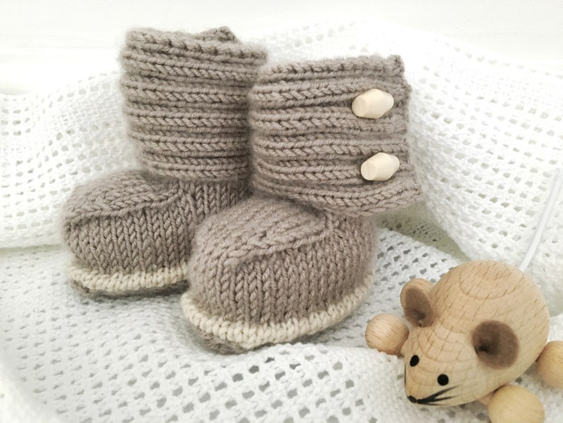 Baby Booties Knitting Pattern, Modern Baby Boots JADEN image 2