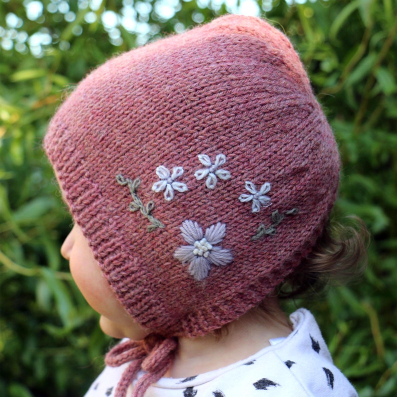 PDF Knitting Pattern Embroidered Baby Bonnet, KENSI image 4