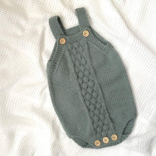 Knitting Pattern Bubble Stitch Baby Romper PDF pattern