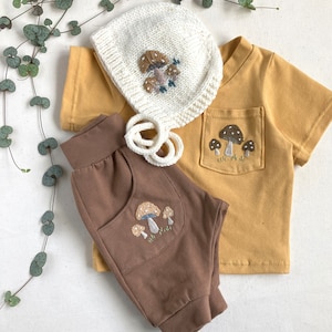 Toadstools Embroidery PDF Pattern, DIY Hand Embroidery Designs for Baby Clothing with Video Tutorials