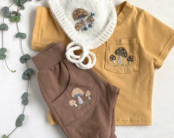 Toadstools Embroidery PDF Pattern, DIY Hand Embroidery Designs for Baby Clothing with Video Tutorials