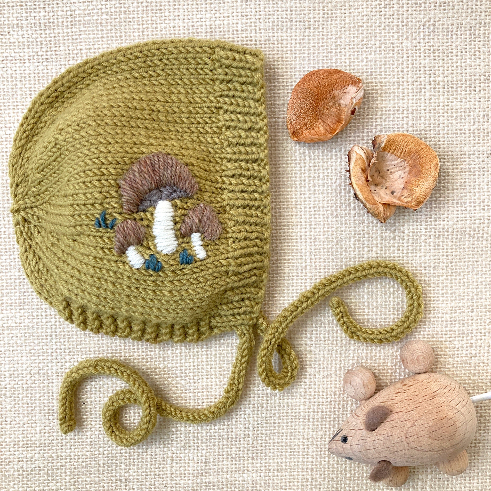 Embroidered Toadstools PDF Knitting Pattern Embroidered Toadstools Baby Bonnet With Video ...