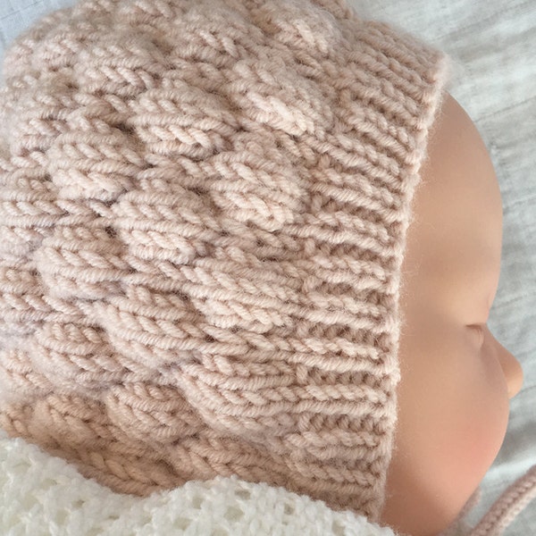 Baby Bonnet Knitting Pattern - BUBBLE BONNET