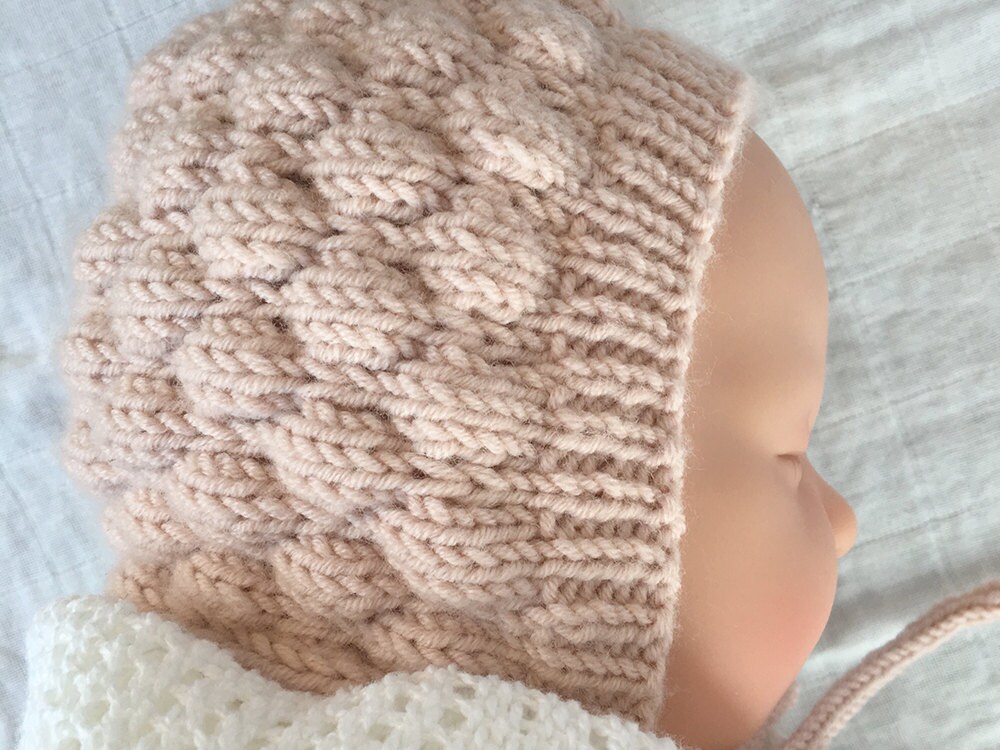 Baby Bonnet Knitting Pattern - BUBBLE BONNET
