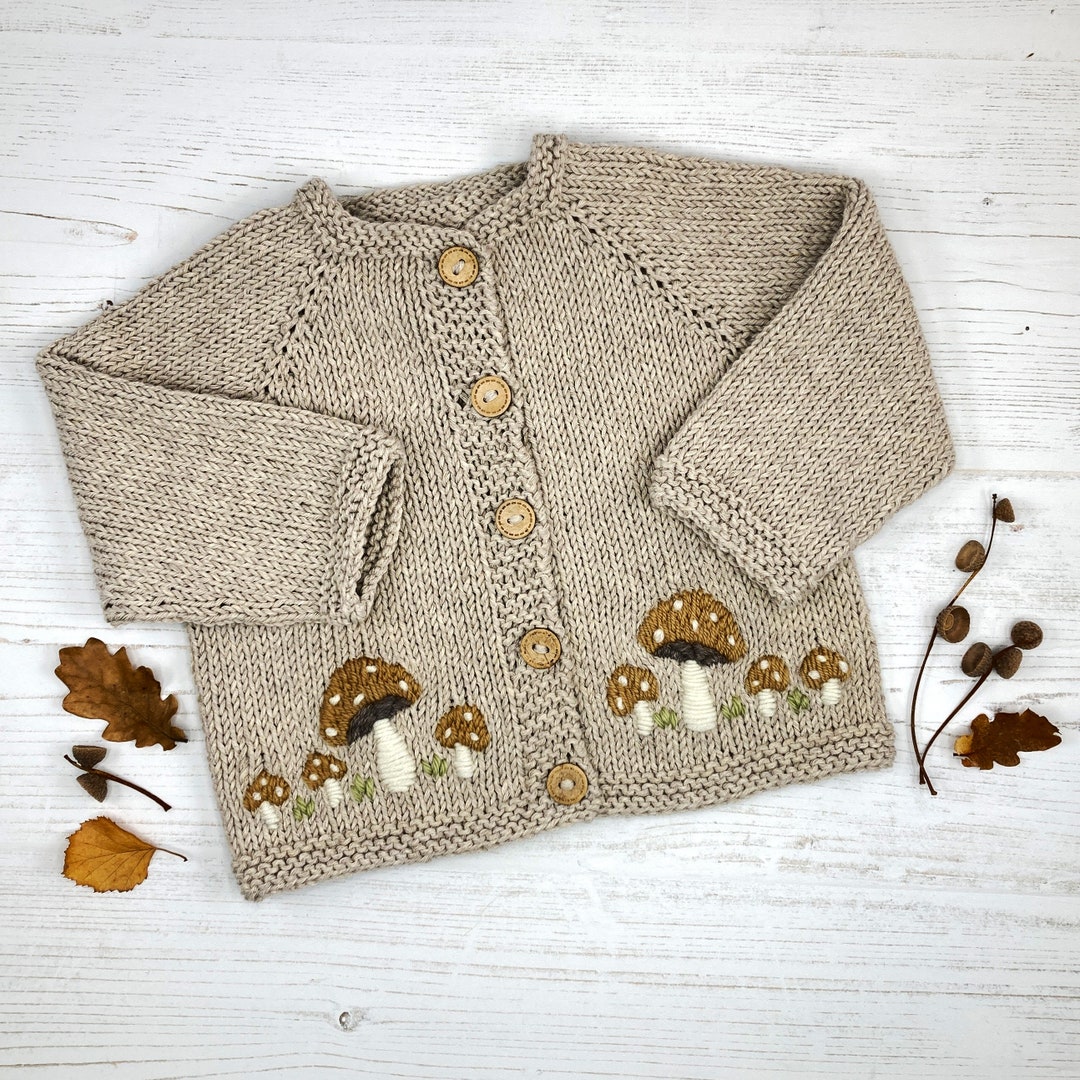 PDF Knitting Pattern, Toadstools Embroidered Cardigan With Video ...