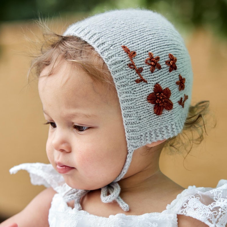 PDF Knitting Pattern Embroidered Baby Bonnet, KENSI image 6