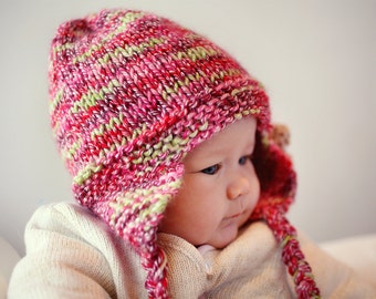 PDF Knitting Pattern for Earflap Hat with Flower FREYA