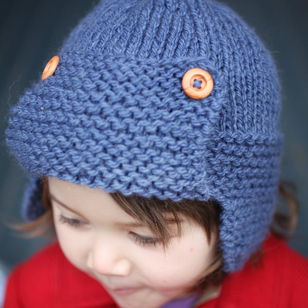 Aviator Hat Knitting Pattern, Child to Adult  sizes - CORY