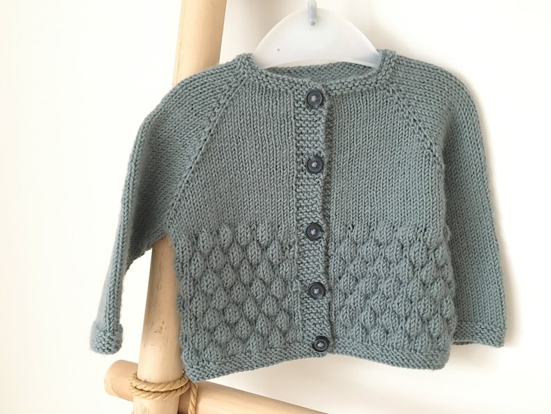 Baby Cardigan Knitting Pattern, Bubble Stitch Cardigan PDF Pattern image 3