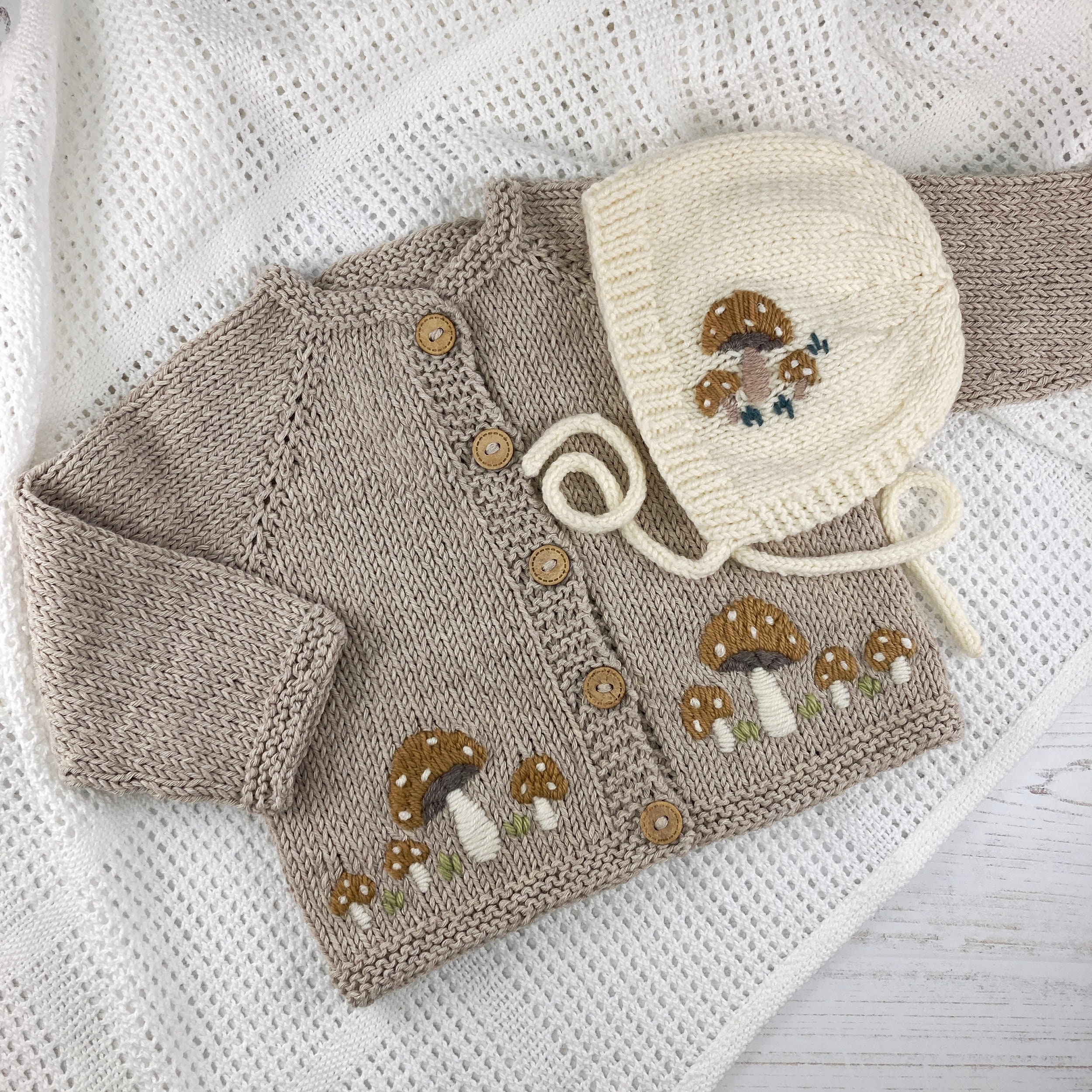 Embroidered Toadstools PDF Knitting Pattern Bundle for Embroidered Toadstools Cardigan and ...