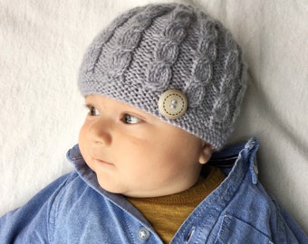 Baby Hat Knitting Pattern, Toddler Hat Pattern with Cables, Baby Beanie PDF Knit Pattern HARPER