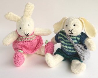 Toy Knitting Pattern for Dressed Rabbits ROBERT & ROSIE