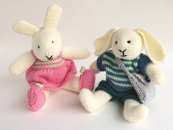 【Raucohouse】Club rabbit printed knit Soft Toy Rabbit Knitting Pattern, ROBERT & ROSIE Rabbit