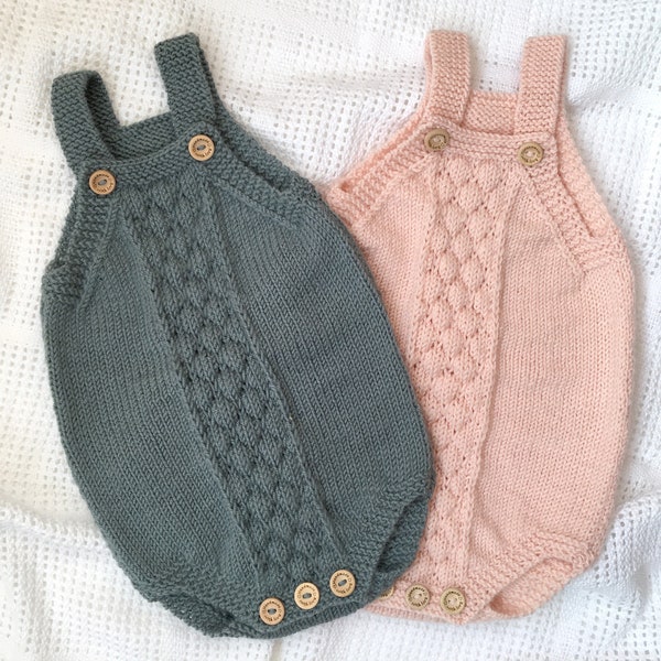 Baby Romper PDF Knitting Pattern Bubble Stitch Romper