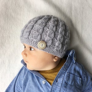 Baby Hat Knitting Pattern, Toddler Hat Pattern with Cables, Baby Beanie PDF Knit Pattern HARPER image 2