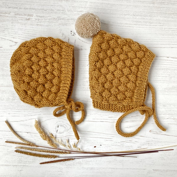 Lot de patrons de tricot PDF, bonnet pour bébé et bonnet de lutin en point bullé