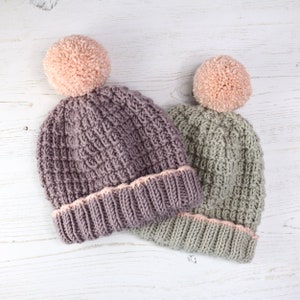 Easy Hat Knitting Pattern - Aran Weight Yarn -Toddler to Adult Sizes -  ALEXIS