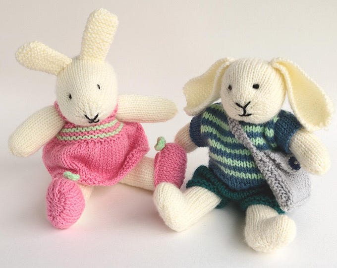 Toy Rabbit Knitting Pattern ROBERT & ROSIE Etsy