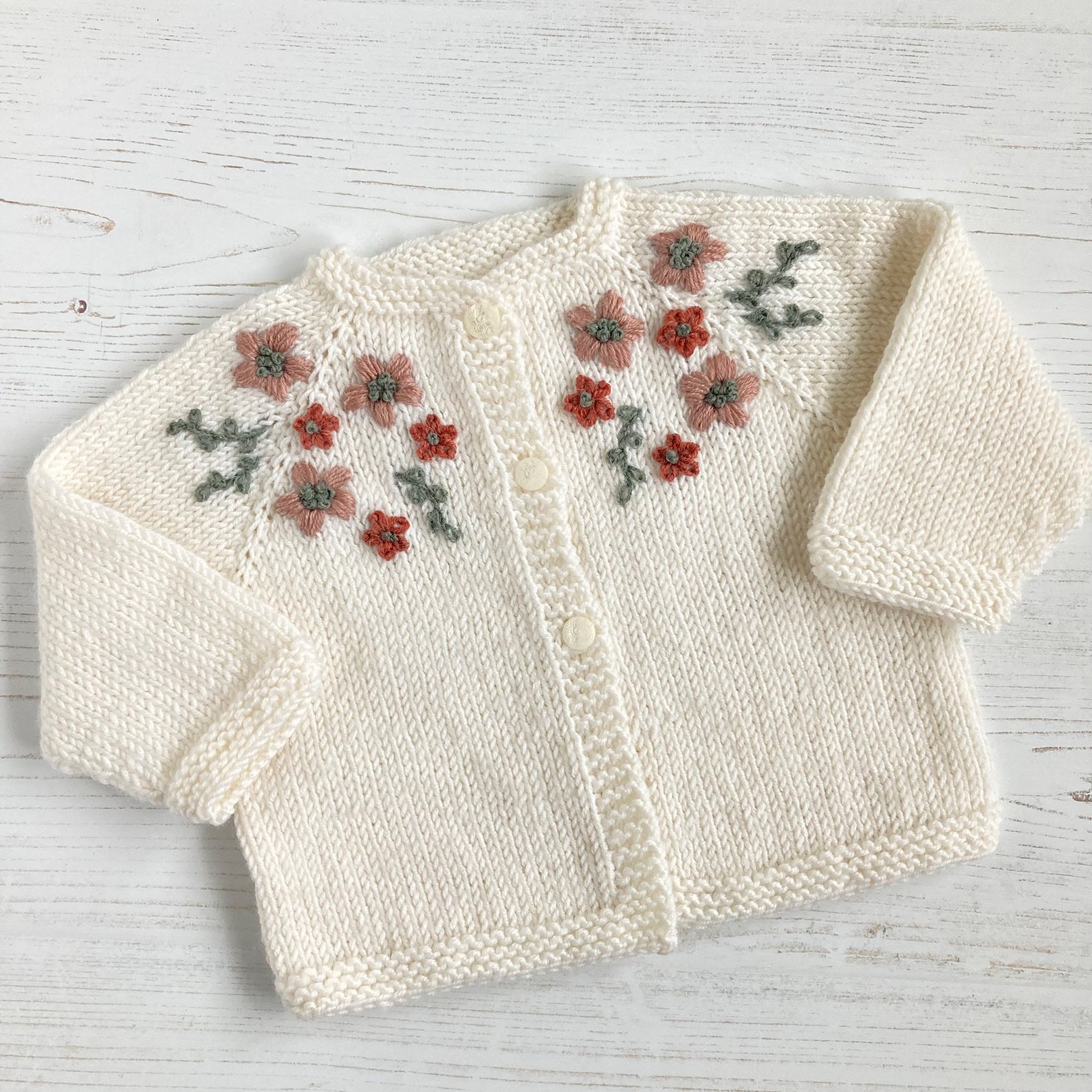 PDF Knitting Pattern Embroidered Cardigan for Baby or - Etsy