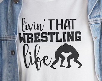 Camiseta gráfica de algodón Wrestling Life: ropa para fanáticos del deporte