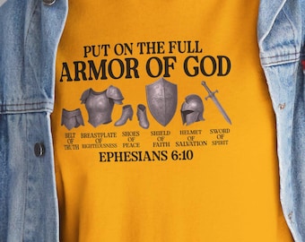 Camiseta con ilustración de la Armadura Completa de Dios / Armadura de batalla de fe cristiana