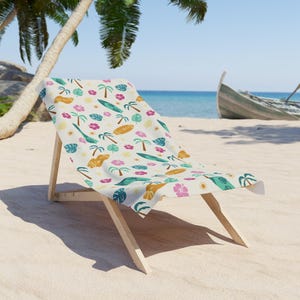 Tropical Beach Towel Summer Pool Accessory Fun Beach Day Decor Palm & Hibiscus Design, Perfect for Summer and Travel Vibrant Summer Design
