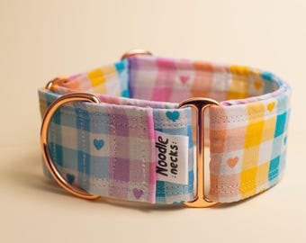Martingale-halsband met hartjes / Windhondkraag/ Iggy-halsband/ Lurcher-halsband/ Whippet-halsband/ Galgo-halsband/ Valentijnsdag-halsband