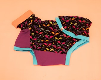 Chaleco de algodón para perro con murciélagos neón / Camiseta de algodón para perro / Ropa para galgos / Pijama Iggy / Pijama para galgos