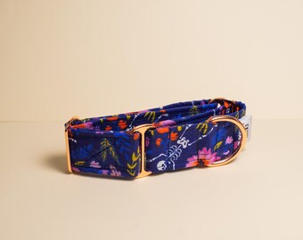 Martingale Dog Collar Flowery Skeleton / Greyhound Collar/ Iggy Collar/ Lurcher Collar/ Whippet Collar/ Galgo Collar/ Halloween dog collar