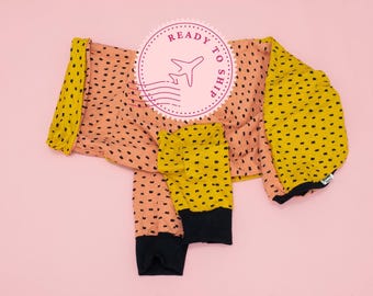 Camiseta de algodón de lebrel mediano amarilla y rosa/ Pijama de lebrel/ Ropa de galgo/ Pijama de Iggy/ Pijama de galgo/ Pijama de whippet