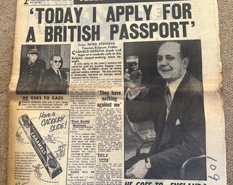 Vintage Daily Mirror - July 7th 1956 - Today I Apply For A British Passport