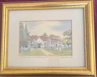 Sally Hamilton Lymington Watercolour St Nicholas Church Brokenhurst UK