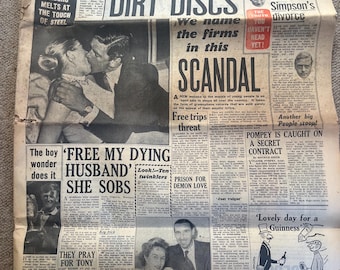 Vintage Original The People Newspaper - June 3rd 1956 - Dirt Discs Scandal