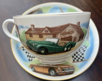 Royal Worcester Fine Bone China Classic Cars V.I.P Large Tea Cup & Saucer Set