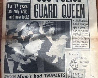 Vintage Daily Mirror - May 29th 1956 - 500 Police Guard Queen