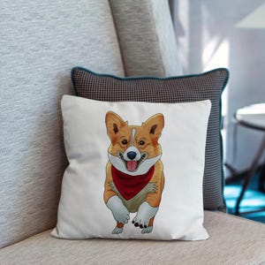 Custom Pet Photo to Cartoon Drawing Throw Pillow | Pet Dogs Cats Personalized Cushion
